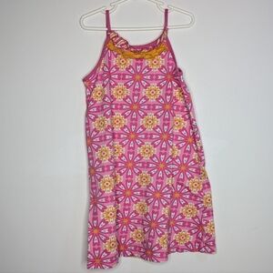 Hanna Andersson Pink Orange Floral Sleeveless Cotton Dress 6-7